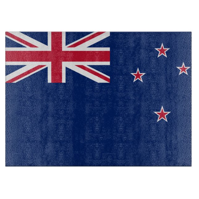 Glass cutting board with Flag of New Zealand (Front)