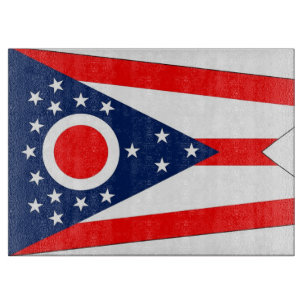 Glass cutting board with Flag of Ohio, USA