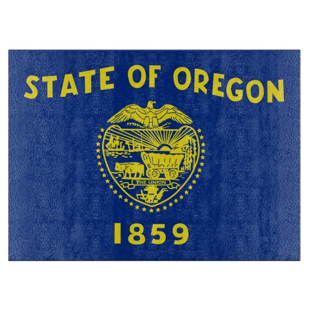 Glass cutting board with Flag of Oregon, USA (Front)