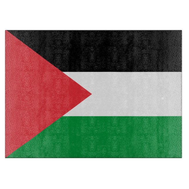 Glass cutting board with Flag of Palestine (Front)