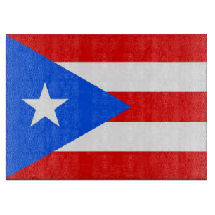 Glass cutting board with Flag of Puerto Rico, USA