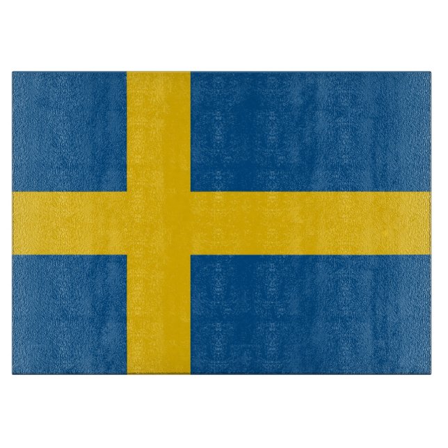 Glass cutting board with Flag of Sweden (Front)