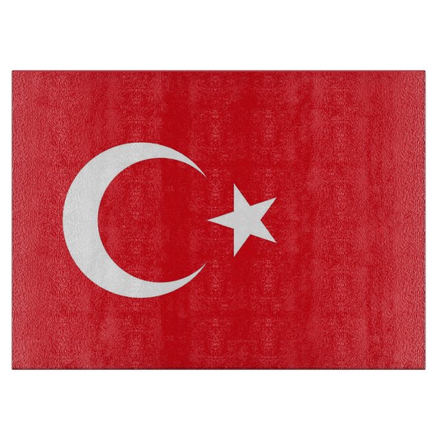 Glass cutting board with Flag of Turkey (Front)