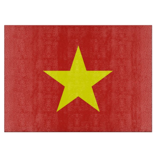 Glass cutting board with Flag of Vietnam (Front)