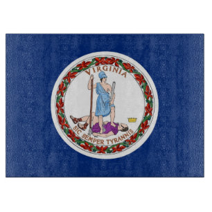 Glass cutting board with Flag of Virginia, USA