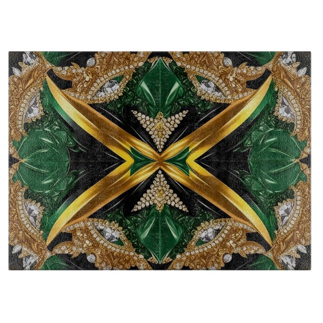 Glass cutting board with Jamaica Colours (Front)