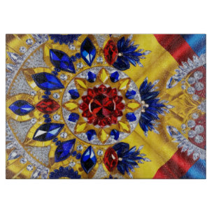 Glass cutting board with Romanian Colours