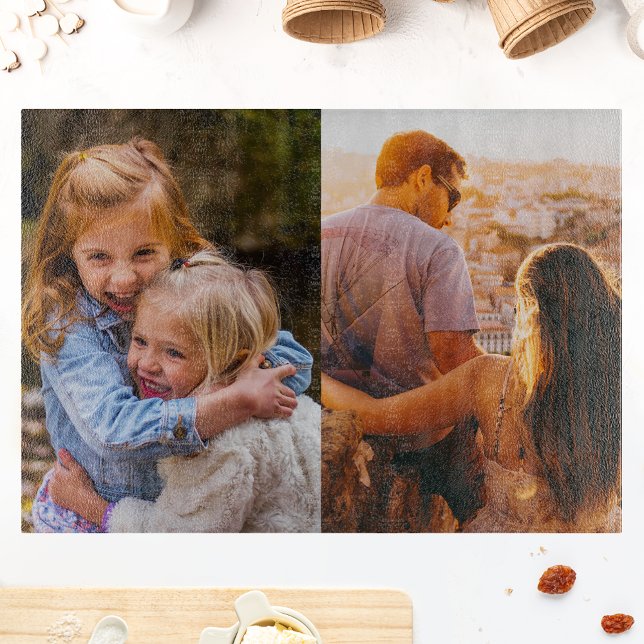 Glass Cutting Board Your 2 Photos Edge Print (Creator Uploaded)
