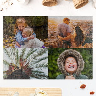 Glass Cutting Board Your 4 Photos Edge Print