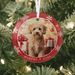 Glass Dog Lover Christmas Ornament With Snowflakes