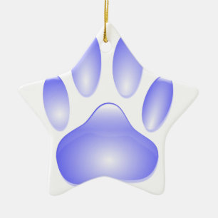 Glass Dog Paw Print Ceramic Tree Decoration