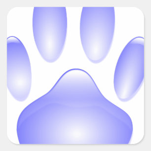Glass Dog Paw Print Square Sticker