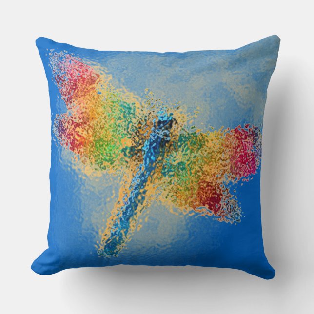 Glass Dragonfly (blue) Cushion (Front)