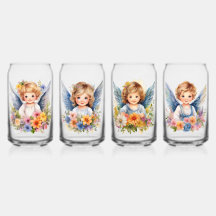 Glass Drinkware Set 4 Pcs Little Angels
