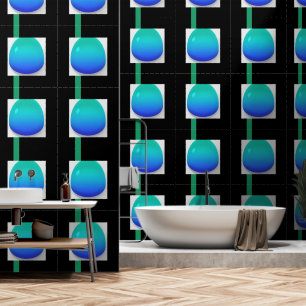 Glass Droplets + Green Vertical Stripe Black Wallpaper