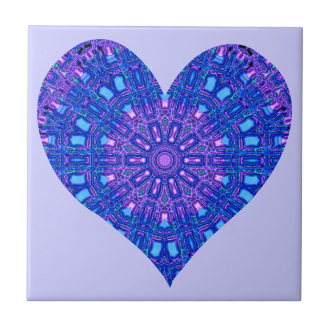 Glass Effect Mosaic Purple/Blue (Heart) Tile (Front)
