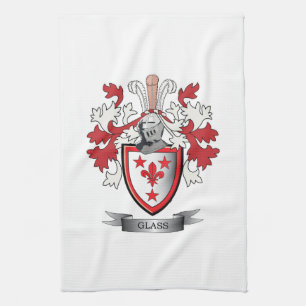 Glass Family Crest Coat of Arms Tea Towel