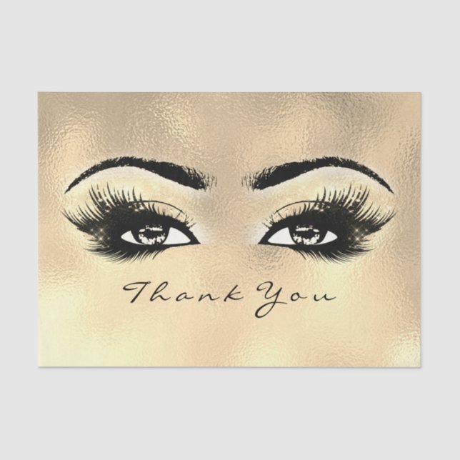Glass Faux Gold Metallic Lashes Thank You Eyes Tissue Paper (Front)