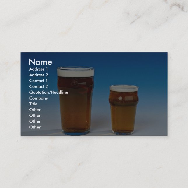 Glass filled with beer business card (Front)