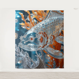 Glass Fish Clear Koi Fish Rug - Tapestry