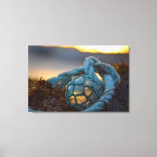 Glass fishing float, Sunset, Alaska Canvas Print
