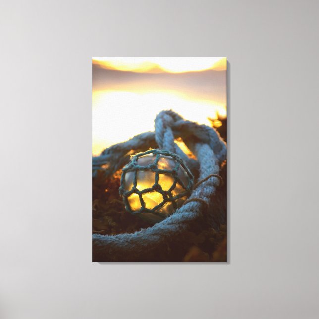 Glass float glows at sunset, Alaska Canvas Print (Front)