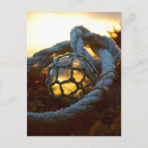 Glass float glows at sunset, Alaska Postcard