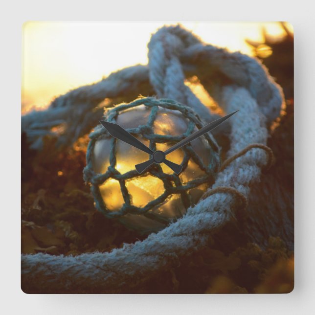 Glass float glows at sunset, Alaska Square Wall Clock (Front)