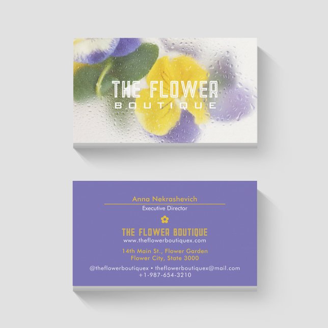 Glass Flowers Florist Purple Business Card (Creator Uploaded)