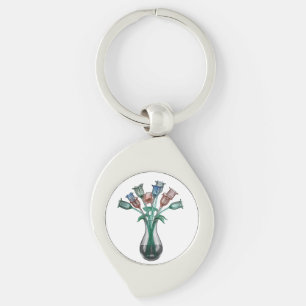 Glass Flowers Key Ring