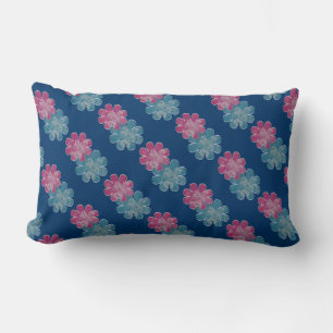 Glass Flowers (pink/teal/navy) Lumbar Cushion