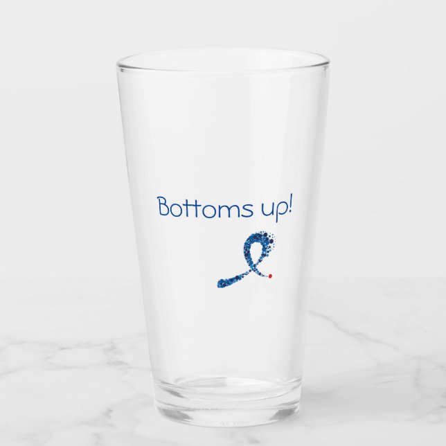 Glass gift for colonoscopy, colon cancer awareness (Front)