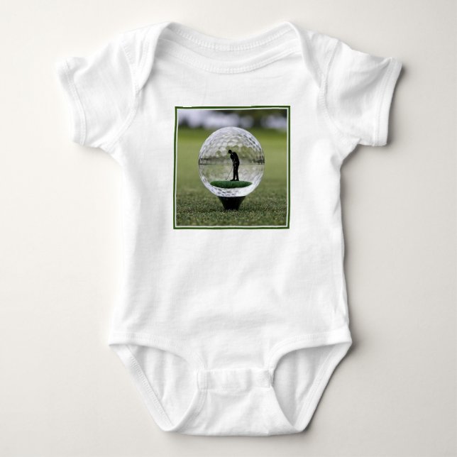 Glass Golf Ball With Golf Player Inside, Baby Bodysuit (Front)