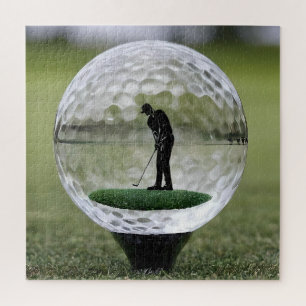 Glass Golf Ball With Golf Player Inside, Jigsaw Puzzle