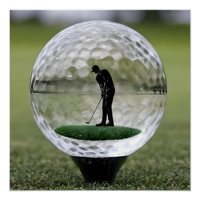 Glass Golf Ball With Golf Player Inside, Poster (Front)