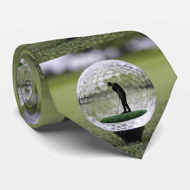 Glass Golf Ball With Golf Player Inside, Tie (Rolled)