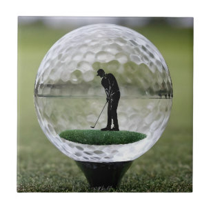 Glass Golf Ball With Golf Player Inside, Tile