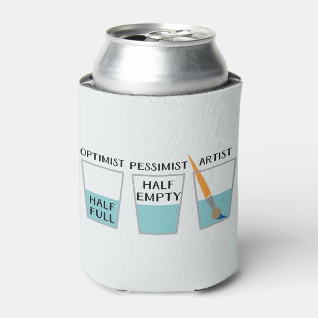 Glass Half Full Funny Meme Can Cooler (Can Front)