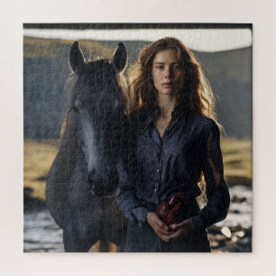 Glass Heart Girl with Black Horse – Photo Point Jigsaw Puzzle