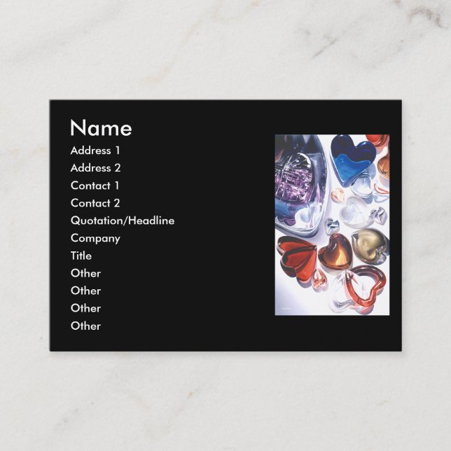 Glass Hearts Watercolor Business Card Template (Front)
