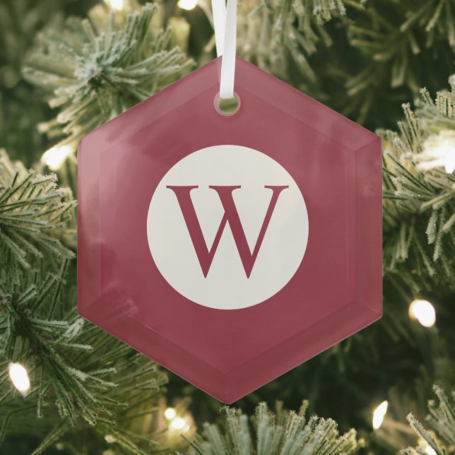 Glass Hexagon Ornament with Personalised Monogram (Insitu)