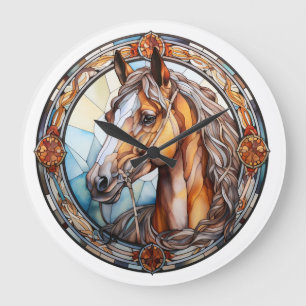 glass horse large clock