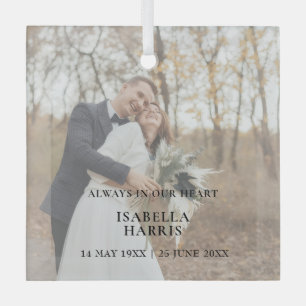 Glass “In Loving Memory” Photo Tribute Tree Decoration