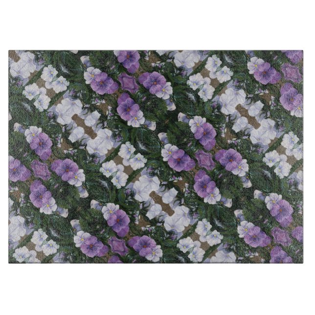 Glass Kitchen Cutting Board - Lavender Mallows #2 (Front)