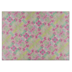 Glass Kitchen Cutting Board Pink Lily