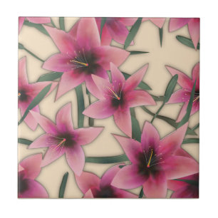 Glass, lilies, tile