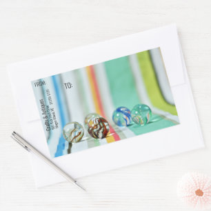 Glass Marbles w/ multi-coloured stripes 3-D look Rectangular Sticker