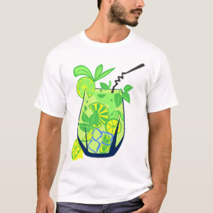 glass_mojito_morito_alcohol_lemon_puck_leaf T-Shirt