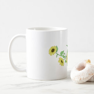 Glass mug with sunflower design