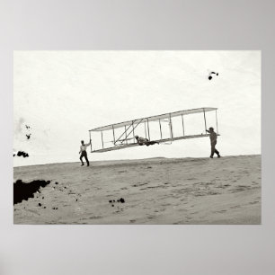 GLASS NEGATIVE WRIGHT GLIDER FIRST FLIGHT 1902 POSTER